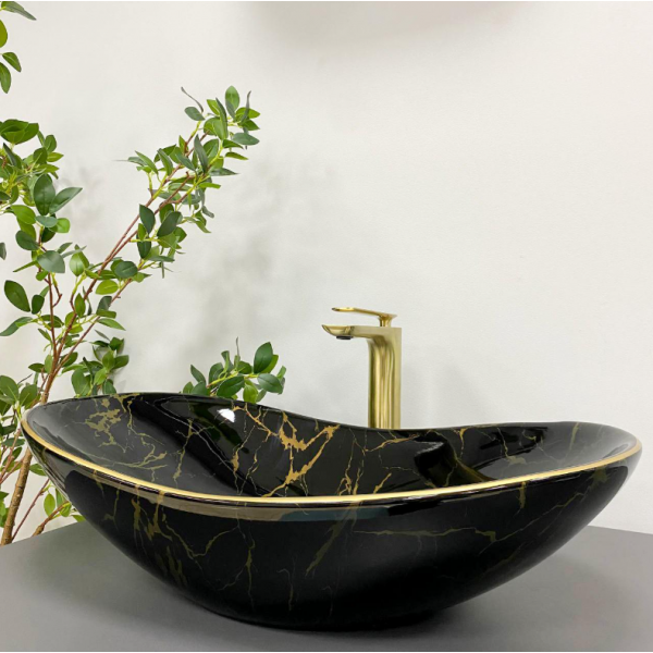 Умывальник (раковина) VBI TURIN MARBLE BLACK GLOSSY накладной