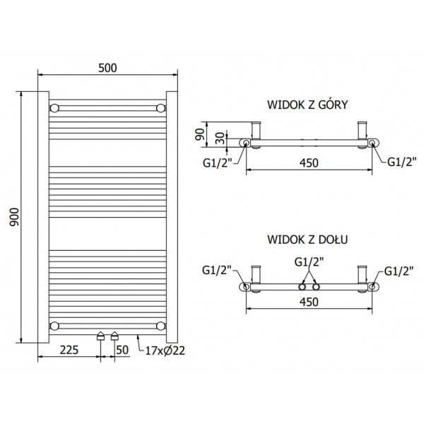 Сушка для рушників MEXEN MARS 90х50 WHITE 300W електрична