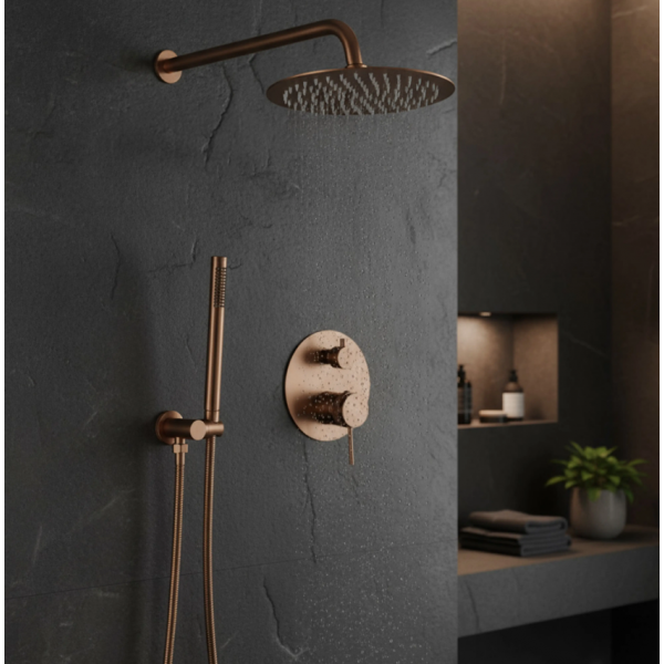 Душевая система REA LUNGO GRIP BRUSHED COPPER + BOX скрытого монтажа