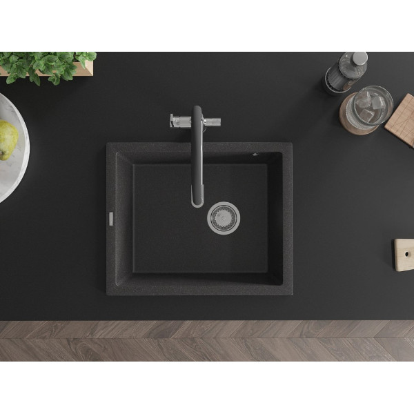 Гранітна кухонна мийка MEXEN PEDRO BLACK GRANITE + сифон CHROME