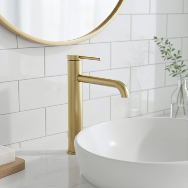 Смеситель для раковины REA SPOT BRUSHED GOLD высокий