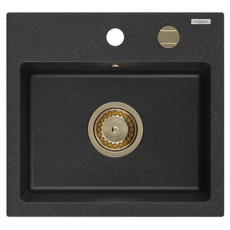 Гранітна кухонна мийка MEXEN MILO BLACK SILVER + сифон GOLD