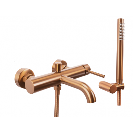 Смеситель для ванны и душа REA LUNGO BRUSHED COPPER настенный с изливом