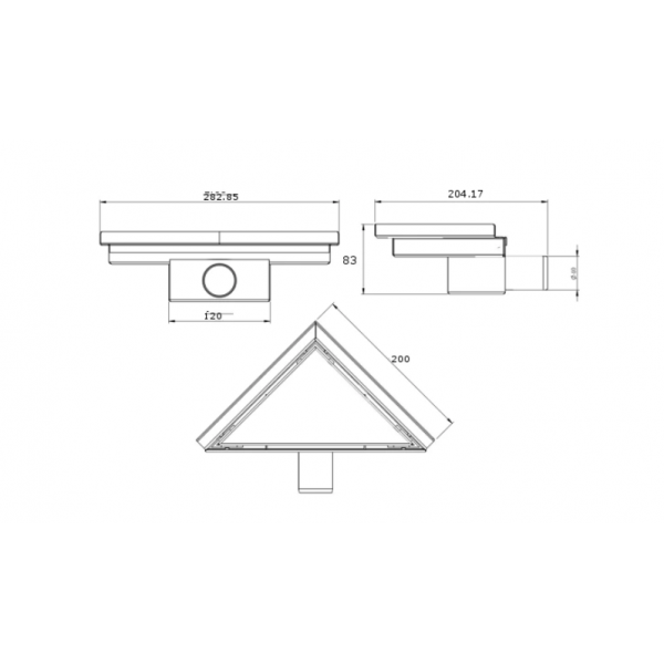 Трап для душу MEXEN FLAT 20x20 кутовий сталь