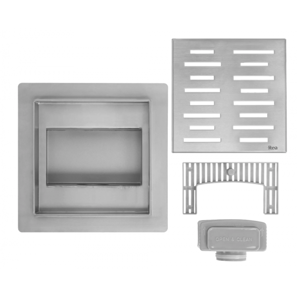 Трап для душа REA LINE 15x15 NICKIEL BRUSHED
