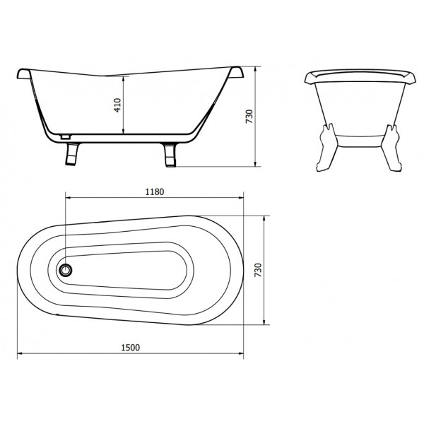 Ванна отдельностоящая MEXEN RETRO 150x73 WHITE акриловая