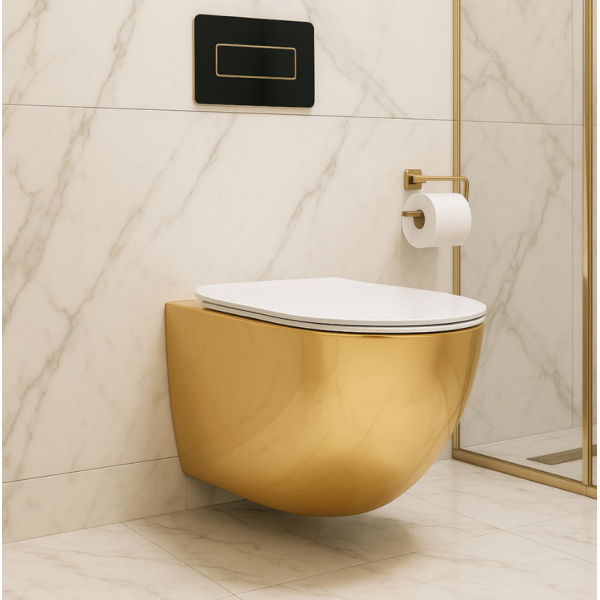 Подвесной унитаз REA CARLO MINI TORNADO NF GOLD WHITE