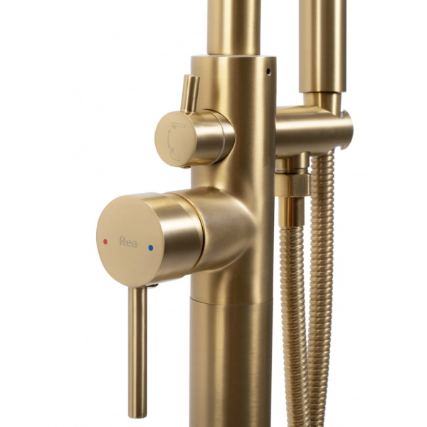 Смеситель для ванны REA  ARAS BRUSHED GOLD напольный