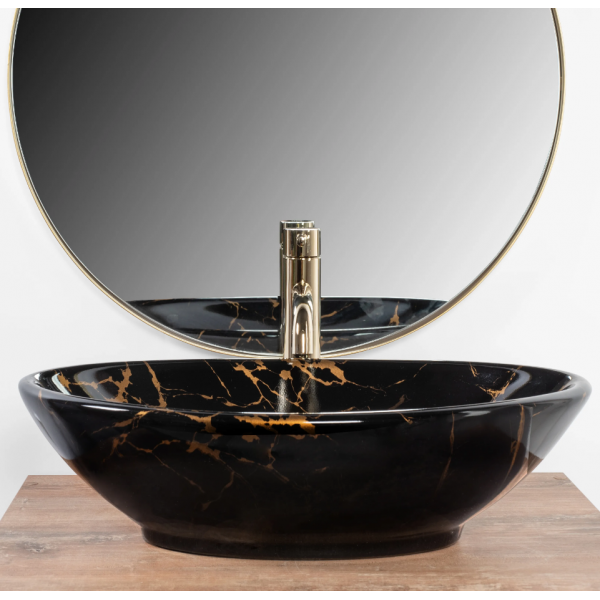 Умывальник (раковина) REA PAMELA BLACK MARBLE SHINY накладной