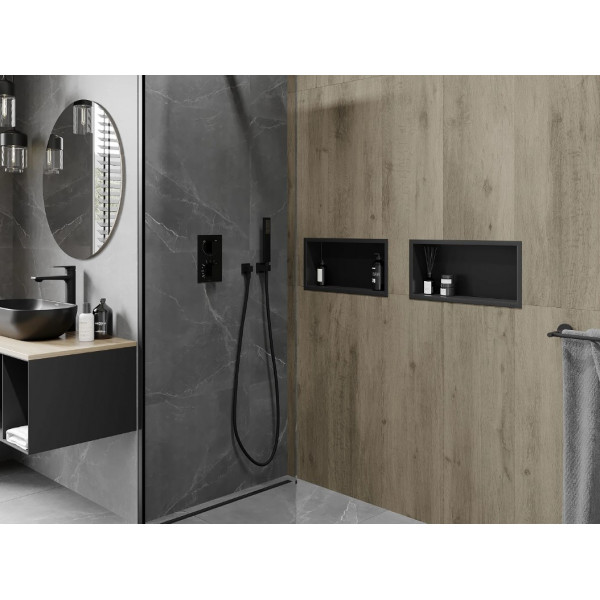Вбудована полиця MEXEN X-Wall-R 45x20 BLACK з обідком