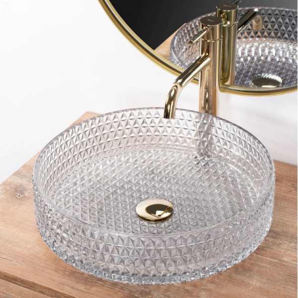 Умывальник (раковина) REA CRISTAL 39 TRANSPARENT накладной