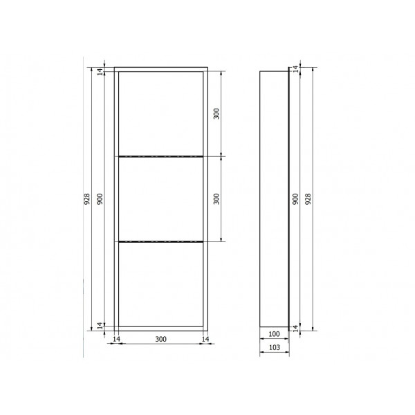 Вбудована полиця MEXEN X-Wall-R 90 INOX з обідком