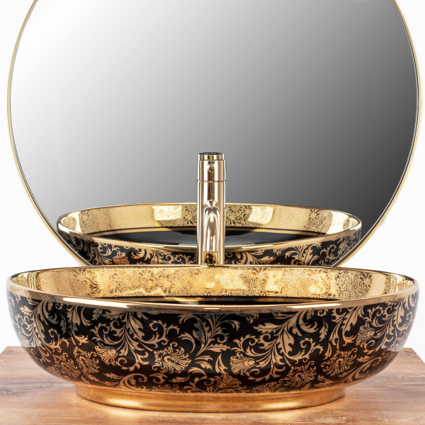 Умивальник (раковина) REA MARGOT GOLD BLACK накладний