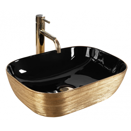 Умывальник (раковина) REA BELINDA BRUSHED GOLD BLACK накладной