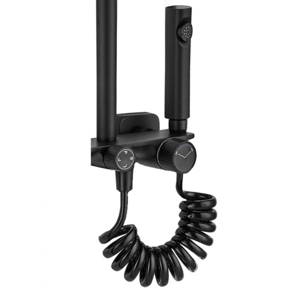 Душевой гарнитур REA HELIX BLACK черный с изливом