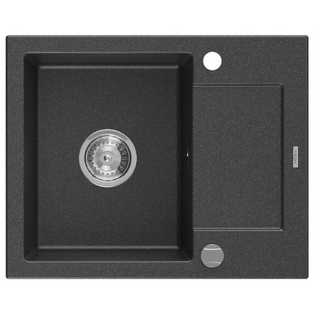 Гранітна кухонна мийка MEXEN ENZO BLACK GRANITE + сифон CHROME