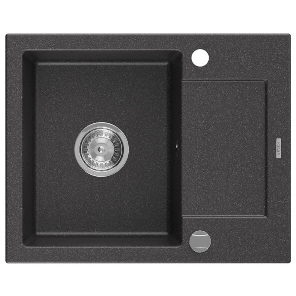 Гранітна кухонна мийка MEXEN ENZO BLACK GRANITE + сифон CHROME
