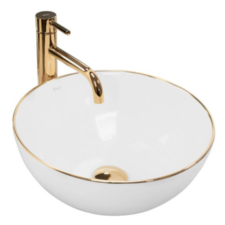Умывальник (раковина) REA STELLA WHITE GOLD EDGE белый накладной