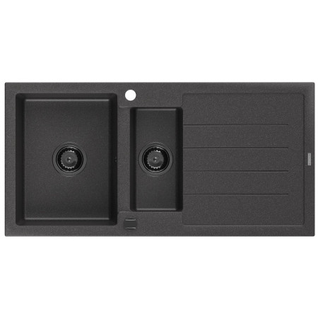 Гранітна кухонна мийка MEXEN ANDRES BLACK GRANITE + сифон BLACK