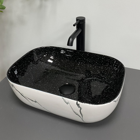 Умывальник (раковина) VBI RAVENNA WHITE BLACK MARMO накладной