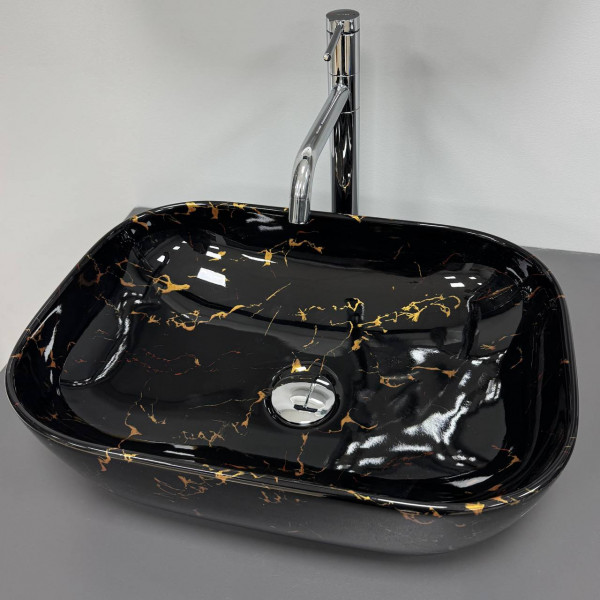 Умывальник (раковина) VBI RAVENNA BLACK LIGHTNING GLOSSY накладной