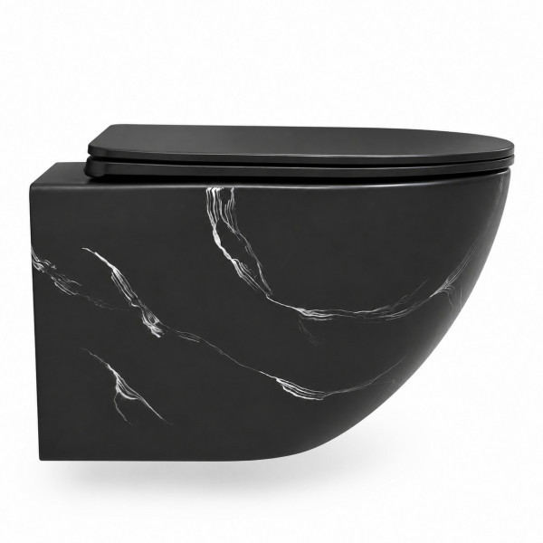Подвесной унитаз VBI VULCANO BLACK STONE MATT TORNADO