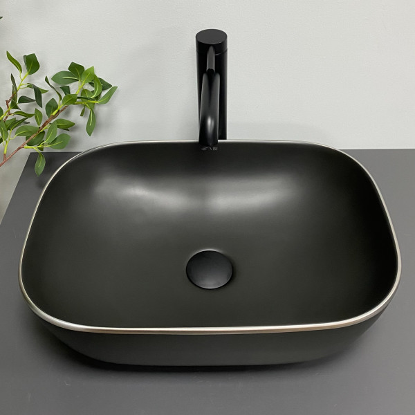 Умывальник (раковина) VBI RAVENNA BLACK MATT SILVER EDGE накладной