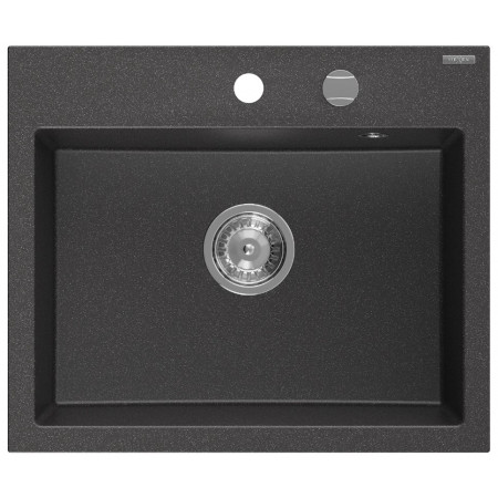 Гранітна кухонна мийка MEXEN OSCAR BLACK GRANITE + сифон CHROME