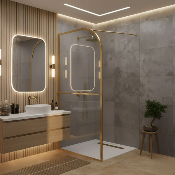 Душевая стенка REA SKY 100 BRUSHED GOLD