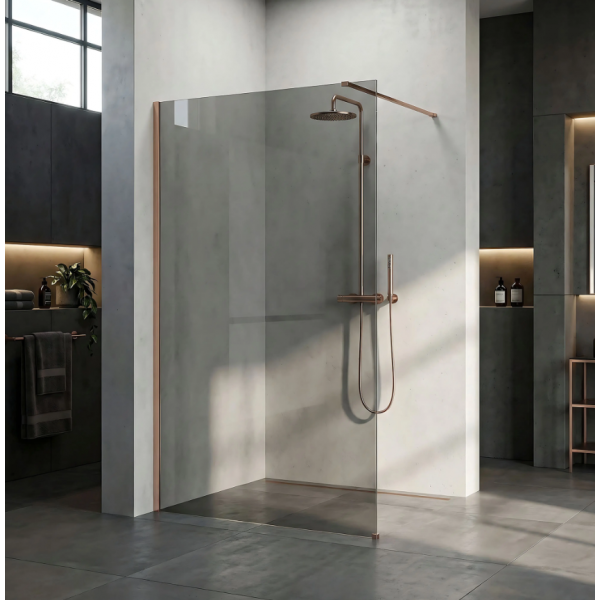 Душевая стенка REA FLEXI 140 GREY BRUSHED COPPER