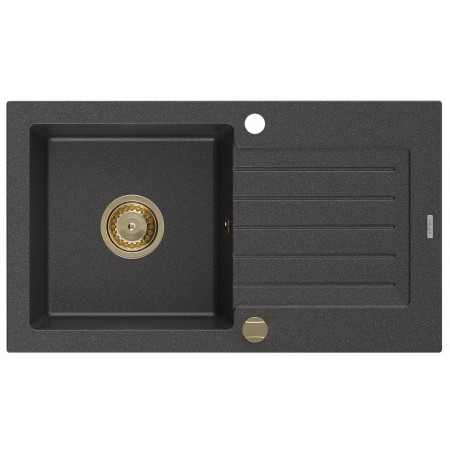 Гранітна кухонна мийка MEXEN PABLO BLACK GRANITE + сифон GOLD