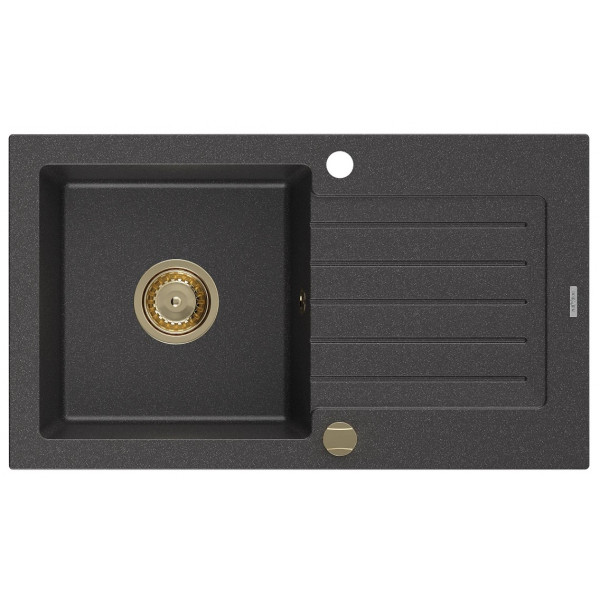 Гранітна кухонна мийка MEXEN PABLO BLACK GRANITE + сифон GOLD
