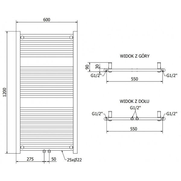 Сушка для рушників MEXEN MARS 120х60 WHITE 600W електрична