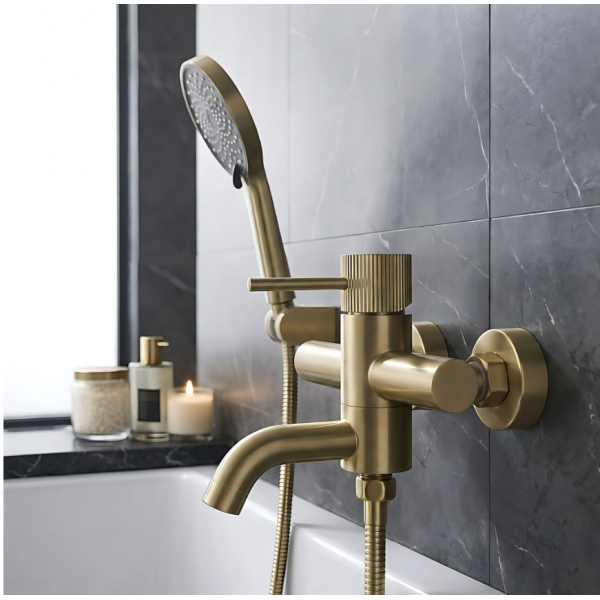 Смеситель для ванны REA LUNGO STRIPE BRUSHED GOLD с изливом