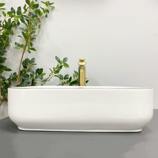 Умывальник (раковина) VBI PALERMO WHITE GOLD EDGE накладной