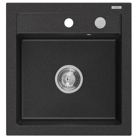 Гранітна кухонна мийка MEXEN VITO BLACK SILVER + сифон CHROME