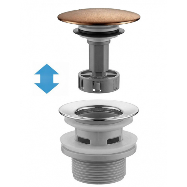 Мебельный сифон REA FLOW + CLICK-CLACK BRUSHED COPPER универсальный
