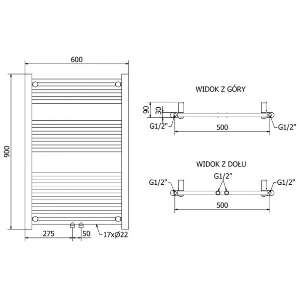 Сушка для рушників MEXEN MARS 90х60 WHITE 600W електрична