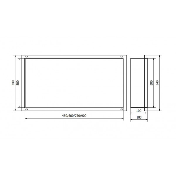 Вбудована полиця MEXEN X-Wall-NR 60x30 BLACK без обідка