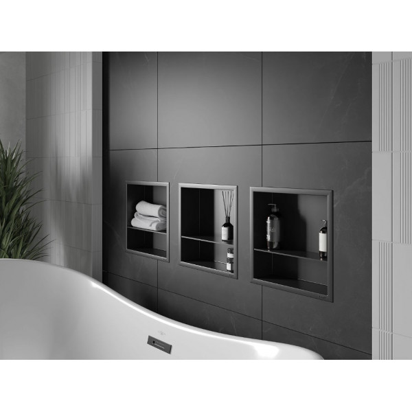 Вбудована полиця MEXEN X-Wall-R 30 BLACK з обідком