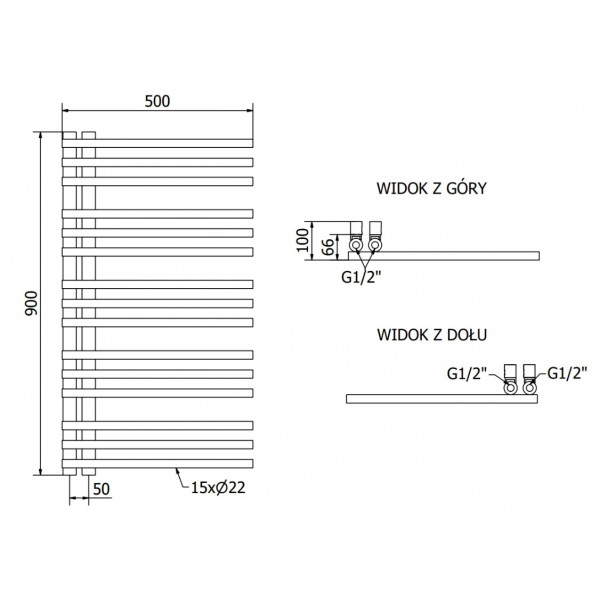 Сушка для рушників MEXEN NEPTUN 90х50 GOLD 300W електричний