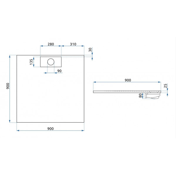 Душевой поддон REA BAZALT 90x90 WHITE
