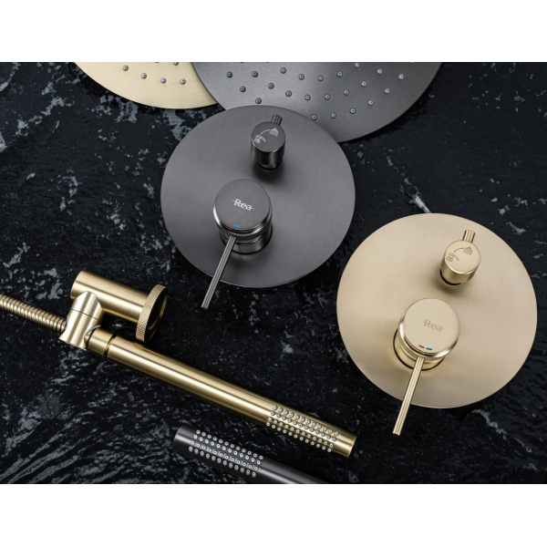 Душевая система REA LUNGO GRIP BRUSHED GOLD + BOX скрытого монтажа