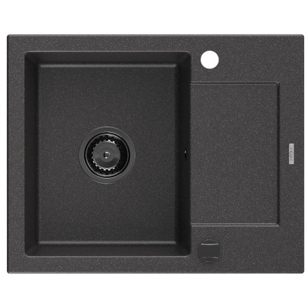 Гранітна кухонна мийка MEXEN ENZO BLACK GRANITE + сифон BLACK