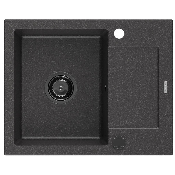 Гранітна кухонна мийка MEXEN ENZO BLACK GRANITE + сифон BLACK