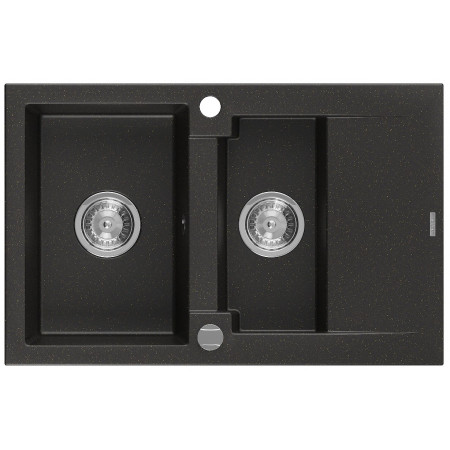 Гранітна кухонна мийка MEXEN GASPAR BLACK GOLD + сифон CHROME