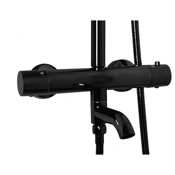 Душевой гарнитур REA LUNGO BLACK GLOSSY с термостатом и изливом