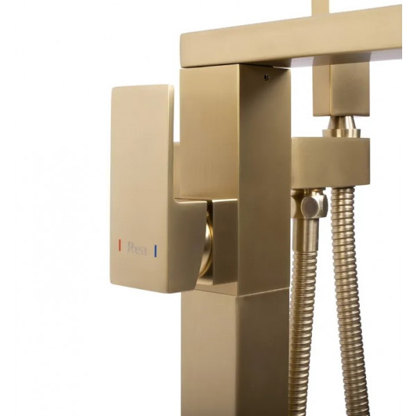 Смеситель для ванны REA TERY BRUSHED GOLD матовое золото напольный