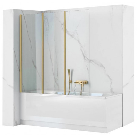 Шторка для ванны REA  AGAT-3 120 BRUSHED GOLD складная