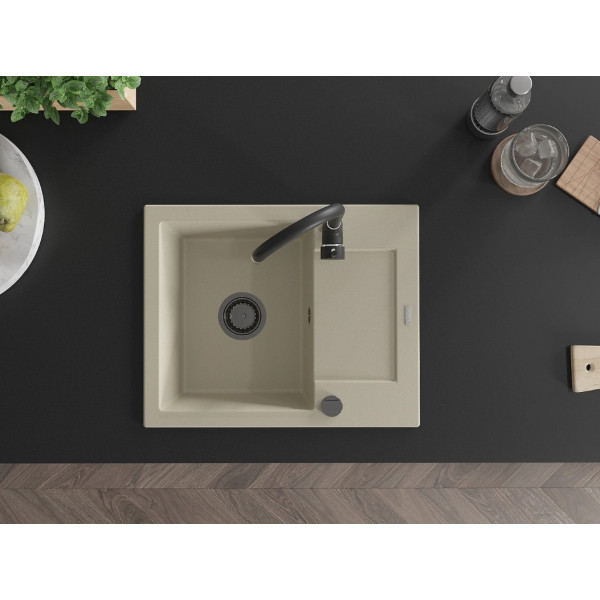Гранітна кухонна мийка MEXEN ENZO BEIGE + сифон BLACK